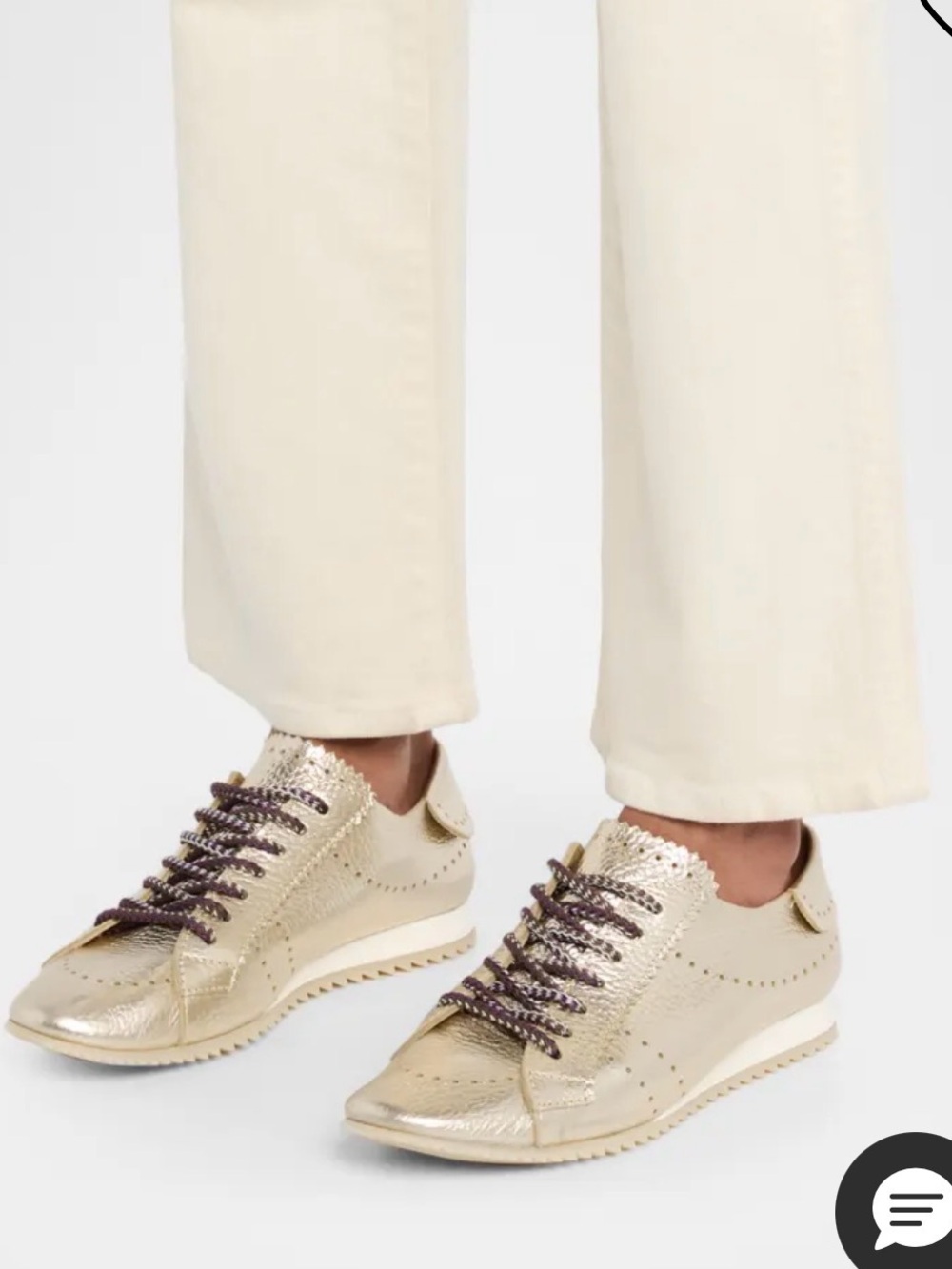 Pedro Garcia Metallic Gold Low-Profile Lace-Up Sneaker sizes 38 - Picture 3 of 9
